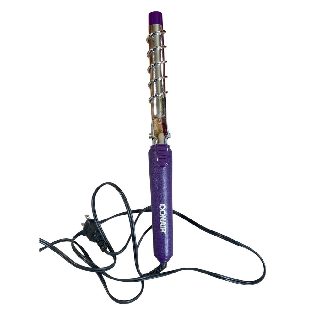 Conair Spiral Curling Wand Metal Spring Barrel with Cool Tip Purple Styling Wand